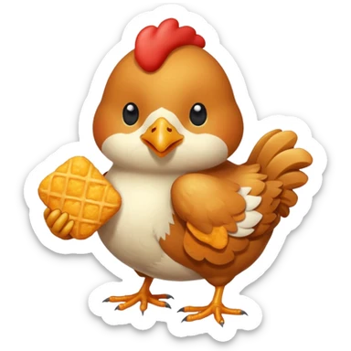 Chicken holding a chicken nugget sticker