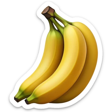 Cinematic bright yellow banana, smooth peel with gentle curves, slightly ripened, stacked in a charming bunch, warm glowing background, soft and inviting. sticker