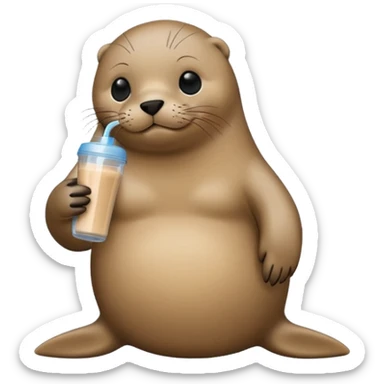Seal drinking a protein shake sticker