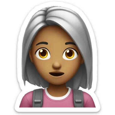 Girl stressed about school  sticker