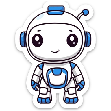 cute GIR robot from Invader Zim with big eyes and happy smile sticker