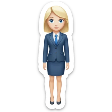 A blond girl blue eyes wearing a Business Outfit, whole body sticker