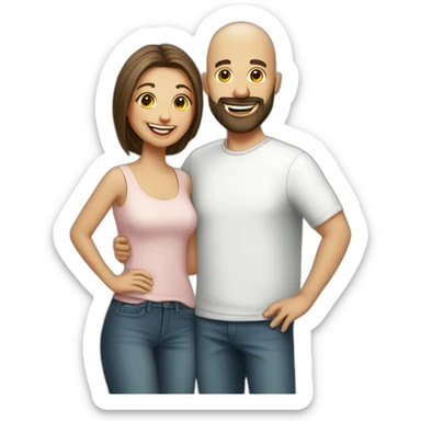 Happy-secret-couple-bald-guy-with-beard-short-haired-girl sticker