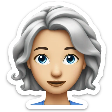 femme 40 a aux yeux bleus avec les cheveux mi-long gris sticker