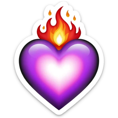 Light purple red and black flaming heart sticker