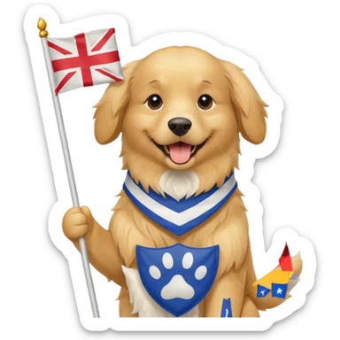 a cute golden hold the flag sticker