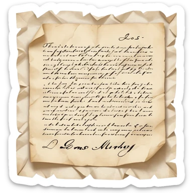 paper document with a paragraph of text and a handwritten signature at the bottom sticker