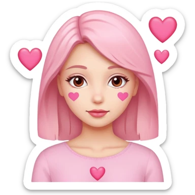 mujer con corazones rosas sticker
