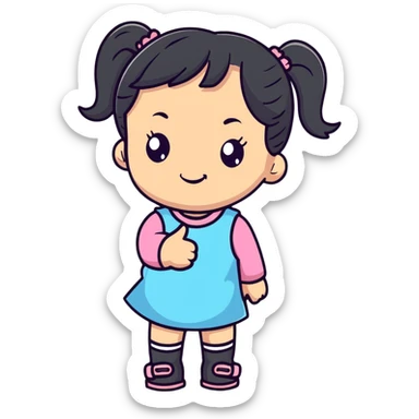 Cute little girl with pigtails sticker