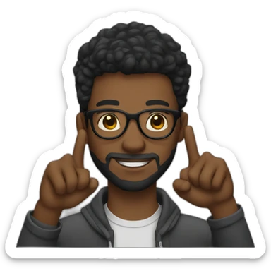 Young Black man with glasses with a beard that makes a finger of honor sticker