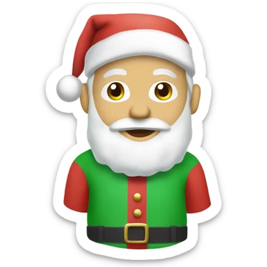 Santa Claus wearing green t-shirt that has words ‘Greenwich Health’ written in white letters  sticker