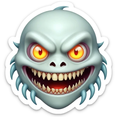 creepy freaky monster face with bizarre features sticker