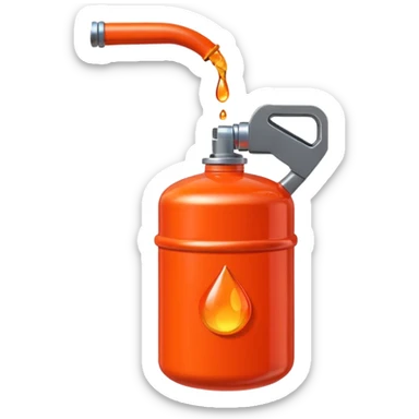 simple red gasoline canister plain dispensing orange drops of fuel sticker