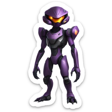 a black Genesect-Raptor-Fakémon—hybrid with a futuristic visor-helmet full body sticker