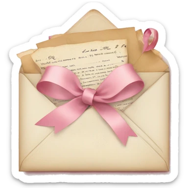 vintage love letters in envelope tied with a baby pink ribbon  sticker