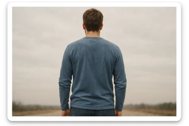 Rakurs orqadan oldiga qarab turgan inson sticker