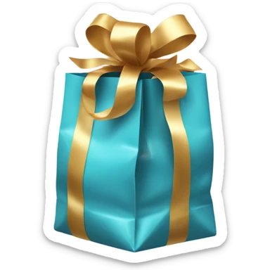 Gift bag tied with gold bow  sticker