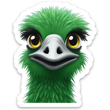 Green heart emu sticker