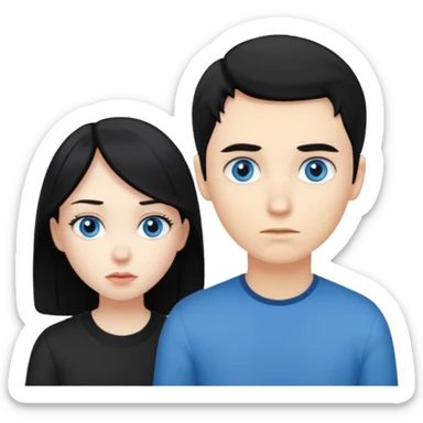 girl black hair ignore boy blond hair sticker