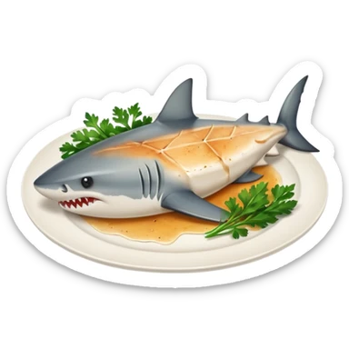 cooked shark fillet on a plate sticker