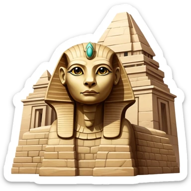 Sphinx with reptilian face ancient big building sticker