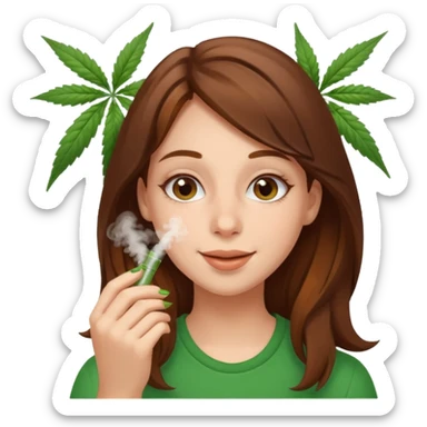 Girl happy smelling marijuana  sticker