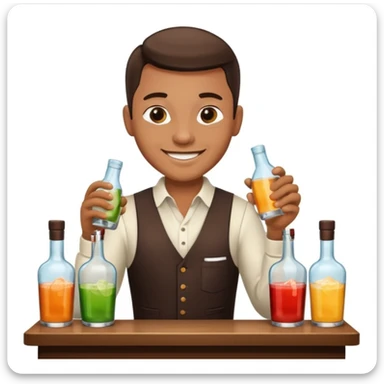 bartender mixing drinks, club backgroudn with bottles sticker