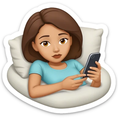 lightskin lady laying down scrolling on her phone bored sticker