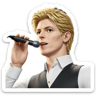 blonde boy with microphone sticker