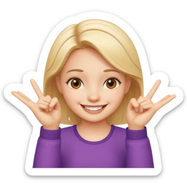 cheerful smile girl with cheerful hand gesture sticker