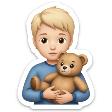 kid with teddy bear sticker