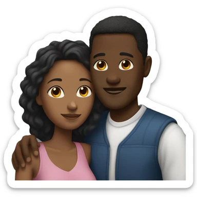 black woman & white man couple cuddling  sticker