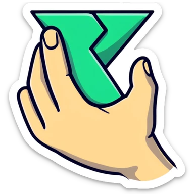 hand holding an X with a shadow effect sticker