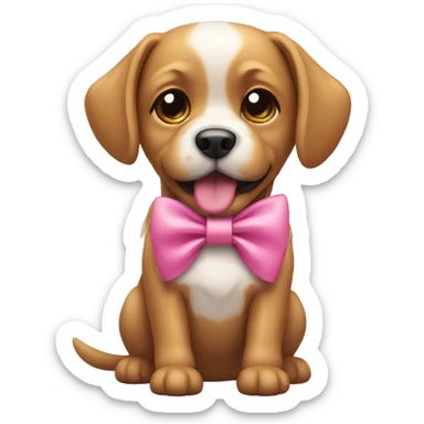Dog with pink bow sticker