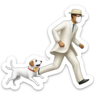 invisible man chasing a dog sticker