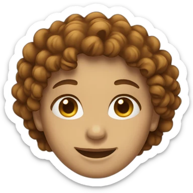 Face with height skin curly brown hair smiling sticker