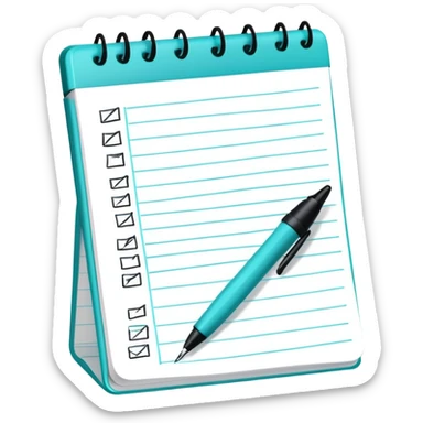 turquoise to do list with pen sticker