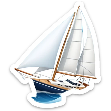 An icon featuring a sleek sailboat with billowing sails cutting through the waves. The design includes the boat's mast, a wind-filled sail, and water splashes, symbolizing the thrill and skill of sailing. Transparent background highlights the elegance and power of wind-driven sports. sticker
