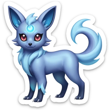 Pastel Shiny Iridescent Bioluminescent Transparent Absol-Zorua-Umbreon-fusion (full body) sticker