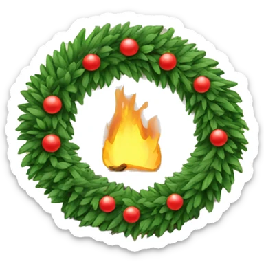 Christmas wreath over fireplace  sticker