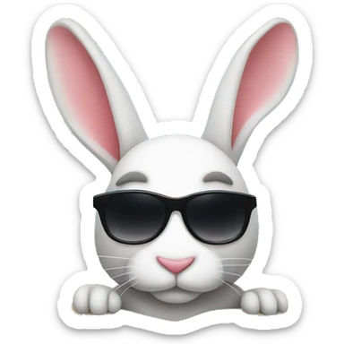 sunglasses rabbit lays on beach sticker
