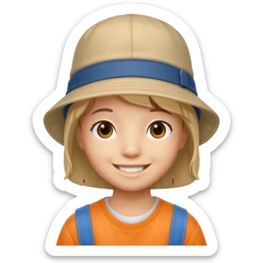 A little student with bucket hat sticker