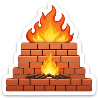 brick wall with fire on top sticker