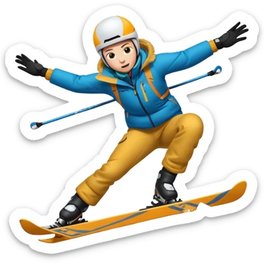 A skier crashing sticker