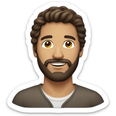 hispanic long brown hair man with a beard sticker