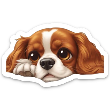 Dog Cavalier King Charles Spaniel on the bed, smiling sticker