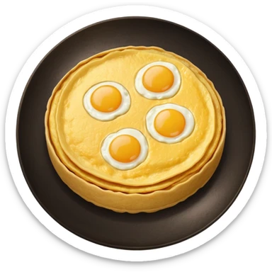 Round spanish potato omelet no plate, plain ok top no toppings nor yolks sticker