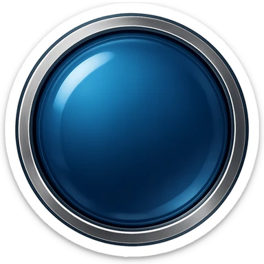 Remove any apple or symbols from the image. Keep only a deep blue, shiny, glass-like center with a metallic border. No symbols or sword. The style should resemble apple emoji style but without the symbols or sword, focusing on the deep blue glass center and metallic border only. sticker