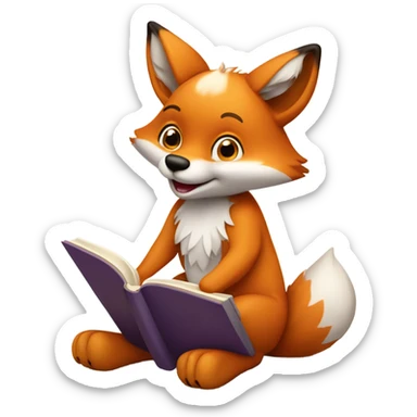 smiling fox studying  sticker