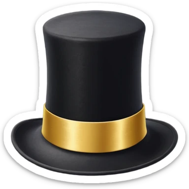 black magic hat with gold ribbon sticker
